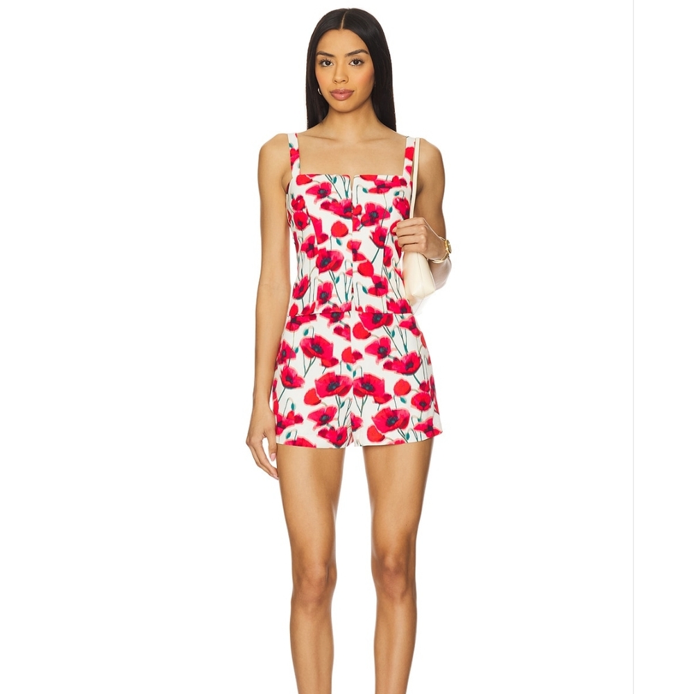 New! Amanda Uprichard X Revolve Poppyfield Tisha Summer Romper - Size Large - Picture 5 of 17